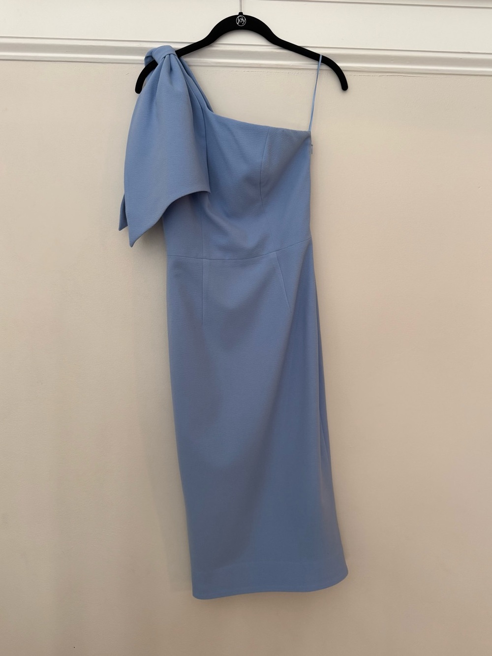 Dress the Population One-Shoulder Bow Midi Dress - Sky Blue